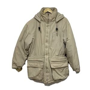 J Crew Coat Mens /Womens Small Beige Puffer Down Detachable Hood Jacket